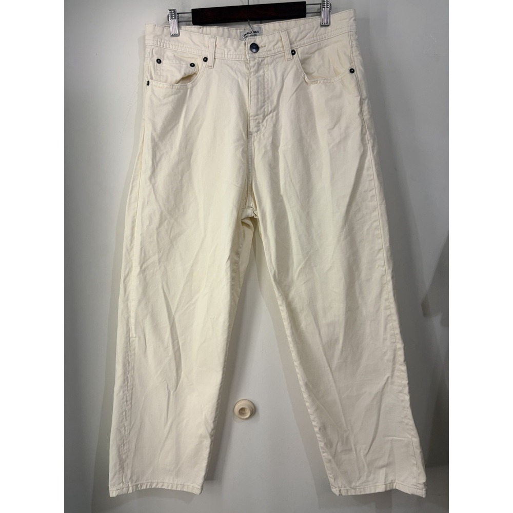 Jack & Jones Men's 32x30 Wide Leg Pants Cream Ecru 100% Cotton